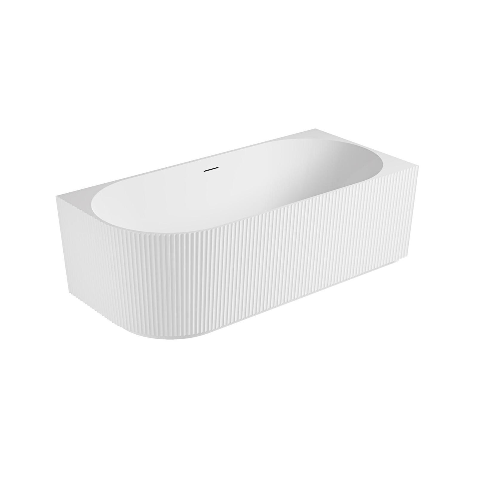 Baignoire striée acrylique STRIA semi-îlot blanche 170cm - Angle droit - 2