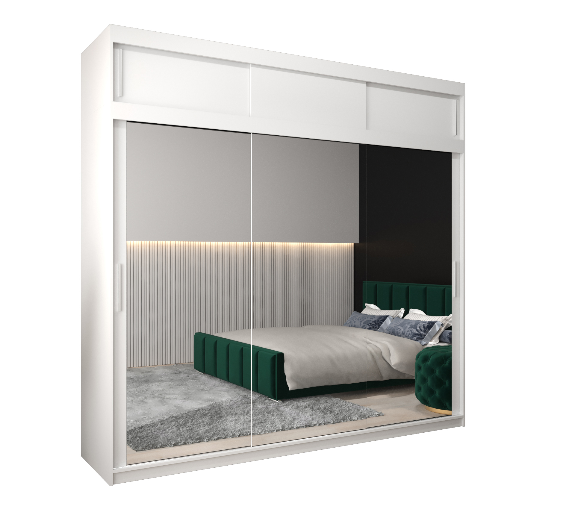 Szafa przesuwna z nadstawką garderoba TOKYO 3 250 x 62 x 240 cm Biały - Abiks Meble