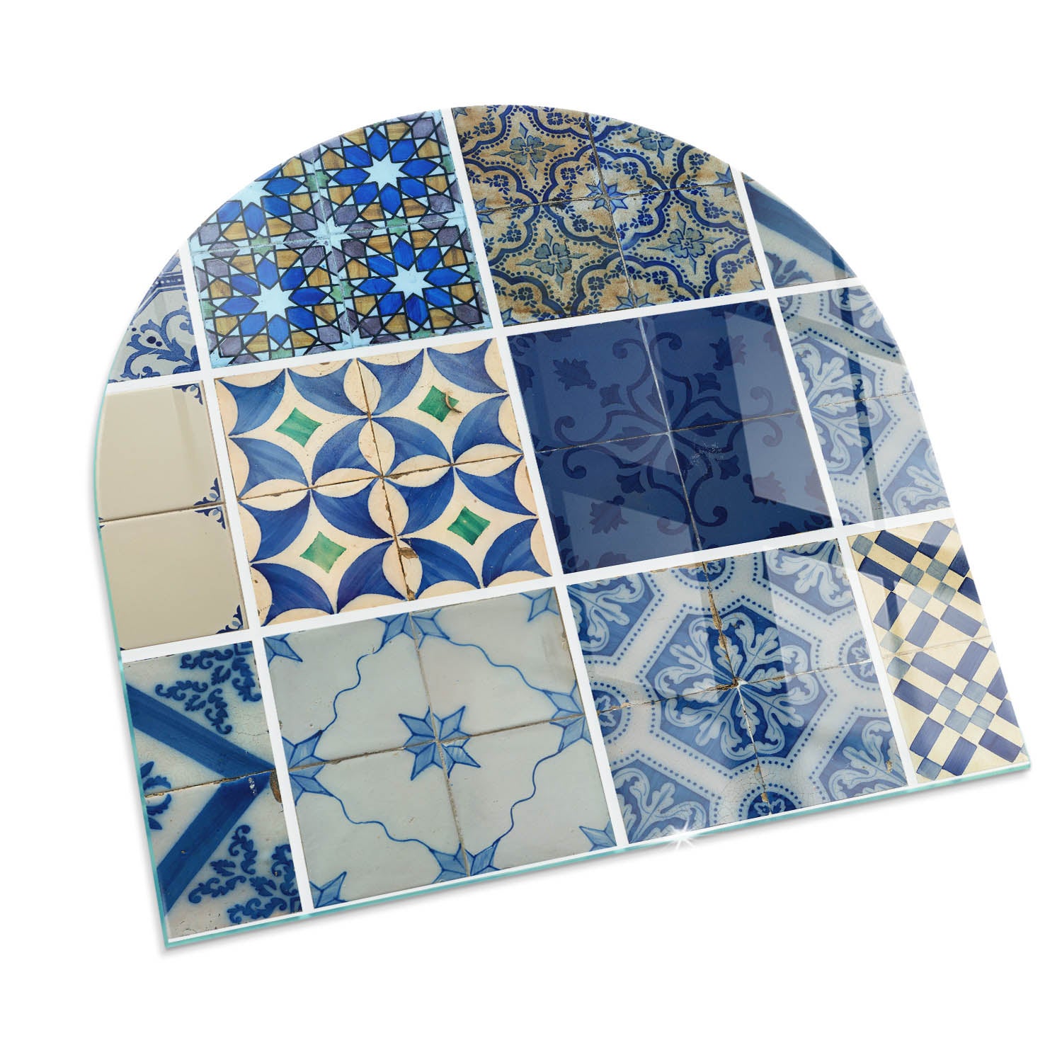 Szyba hartowana pod kominek, szkło zabebzpieczające podłoge, nowoczesny design | 100x100 | Półkole | Wzory ceramicznych płytek