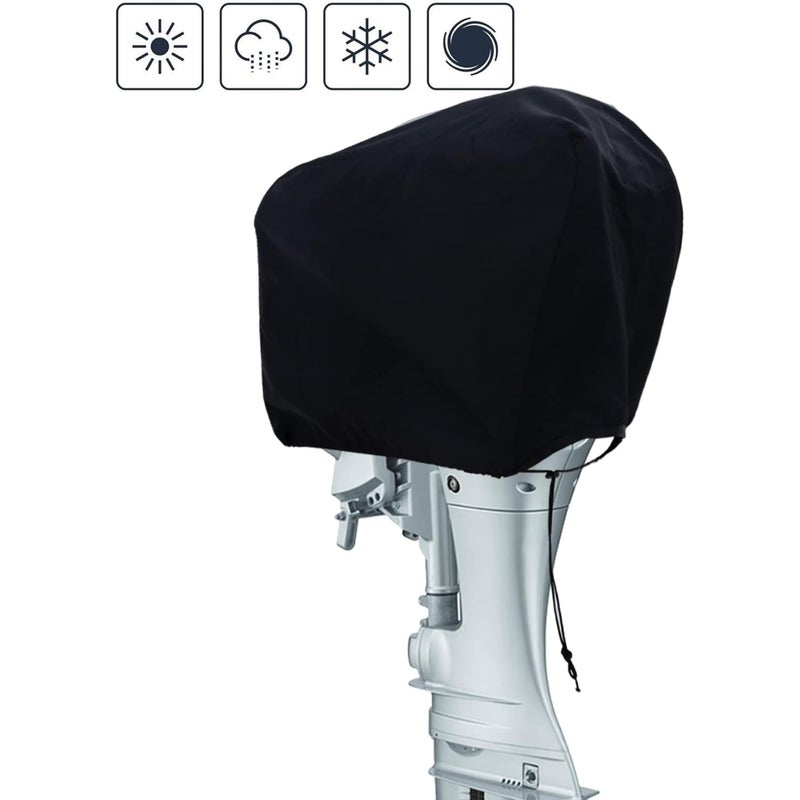 Pokrowiec na silnik zaburtowy, wodoodporny, wykonany z tkaniny Oxford 600D, do silników o wymiarach do 62 x 36 x 49 cm, w kolorze czarnym.
