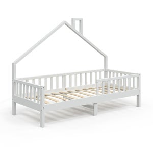 Letto Montessori Casa Per Bambini - 90x200 Cm, Bianco, Con 2 Materassi E Letto Ospiti, Legno Massello - Foto 11