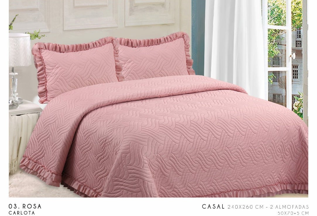 Colcha Rosa Colcha de Verano con Relieve de Rayas Onduladas Rosa 240*260cm | Leroy ...