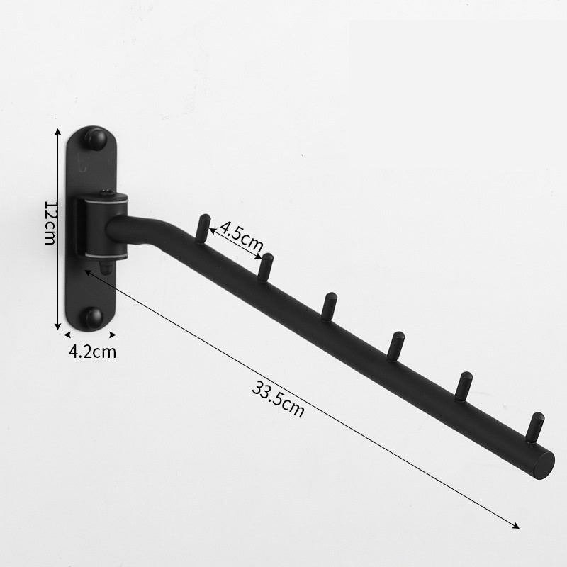 Porte manteau,Cintre mural en acier inoxydable avec bras oscillant, organiseur de rangement robuste pour buanderie,chambre à coucher, séchoir noir - 2