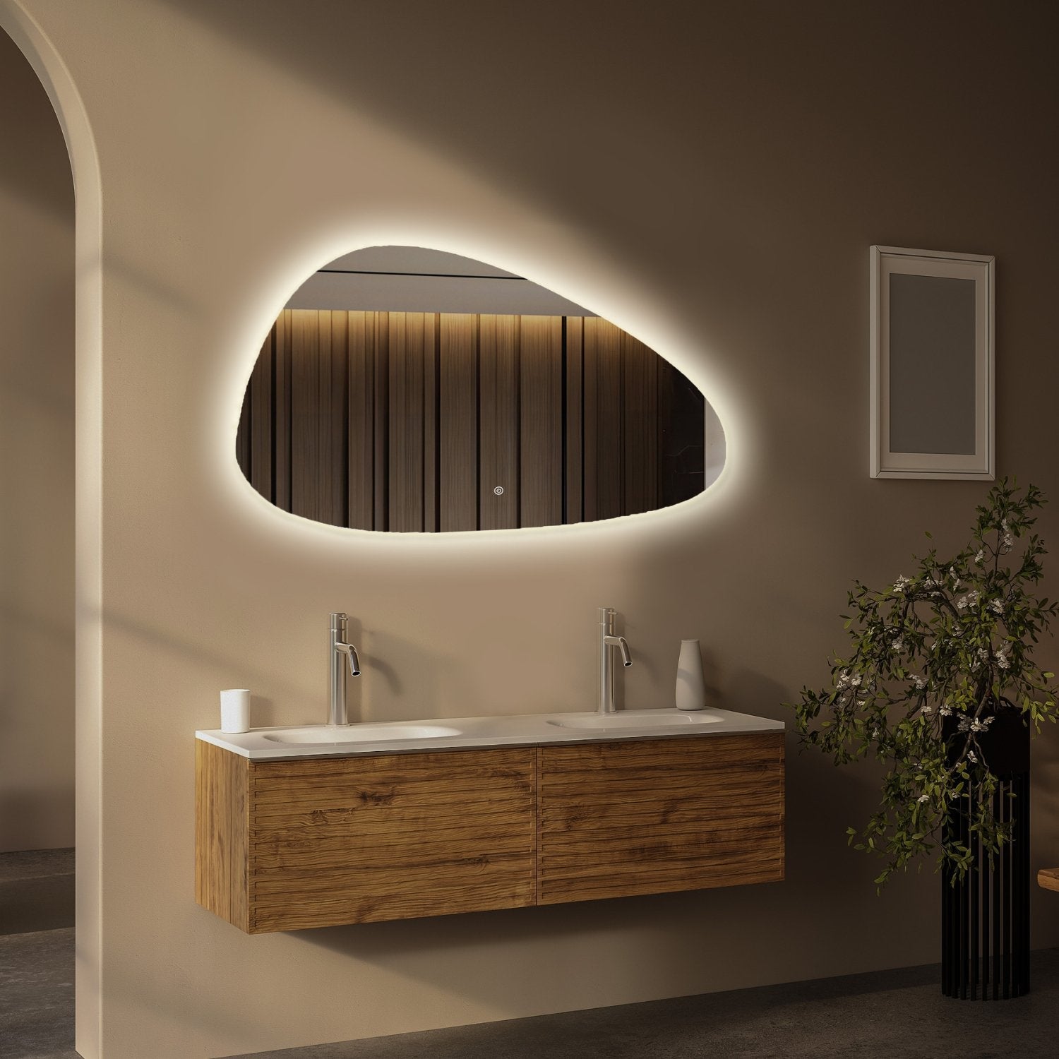 LOMAZOO Miroir salle de bain Sevilla avec LED 120 x 75 cm asymétrique - 4