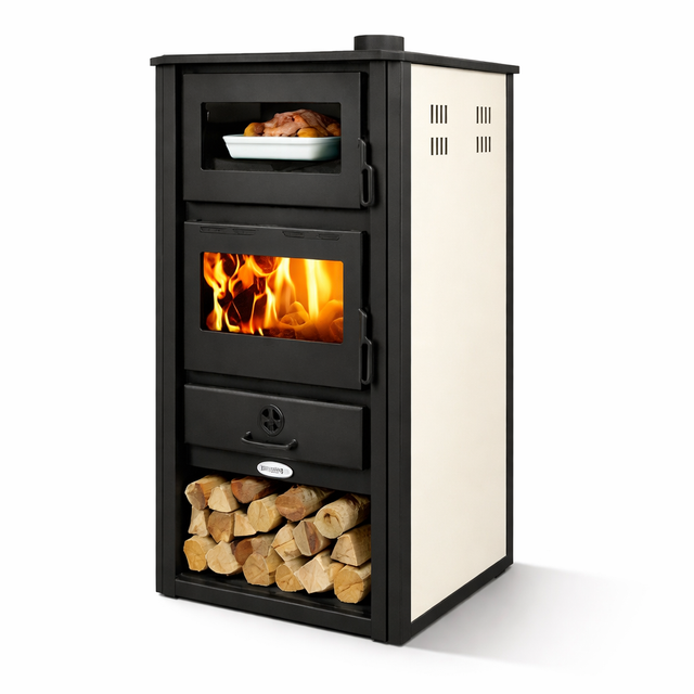 Stufa a legna 21,4 kw con forno e attacco per impianto idrico in acciaio Kaicco Idro