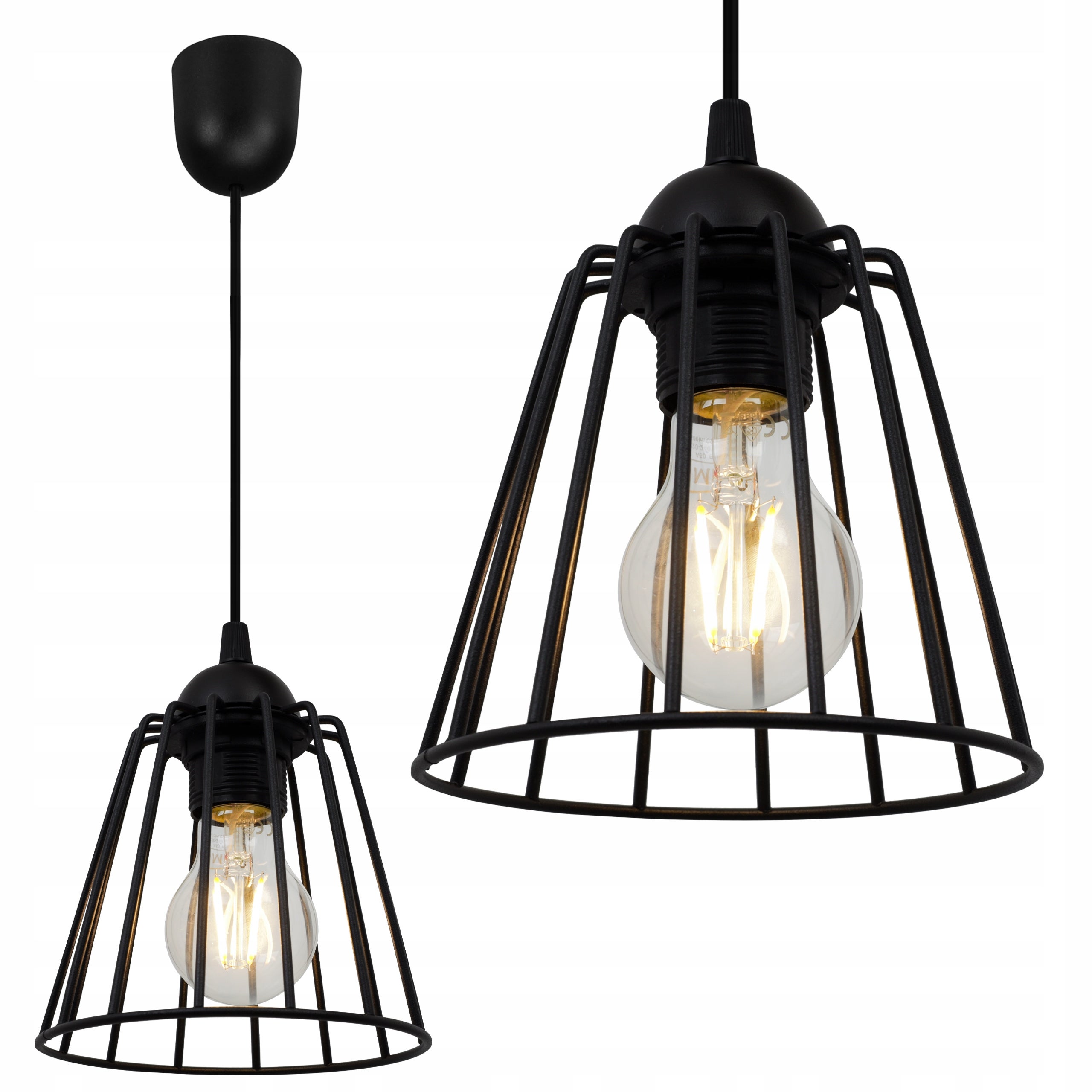 Lampa sufitowa wisząca Nuvola boho 1xE27 abażur trapez druciak czarny Light Home LH
