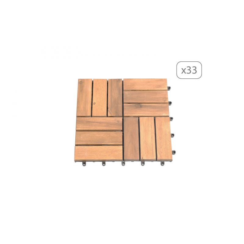 URBNLIVING Lot Dalles Terrasse Bois Acacia 30x30 Cm - Emboîtables Clip - Revêtement Extérieur Jardin Balcon Résistant Intempéries