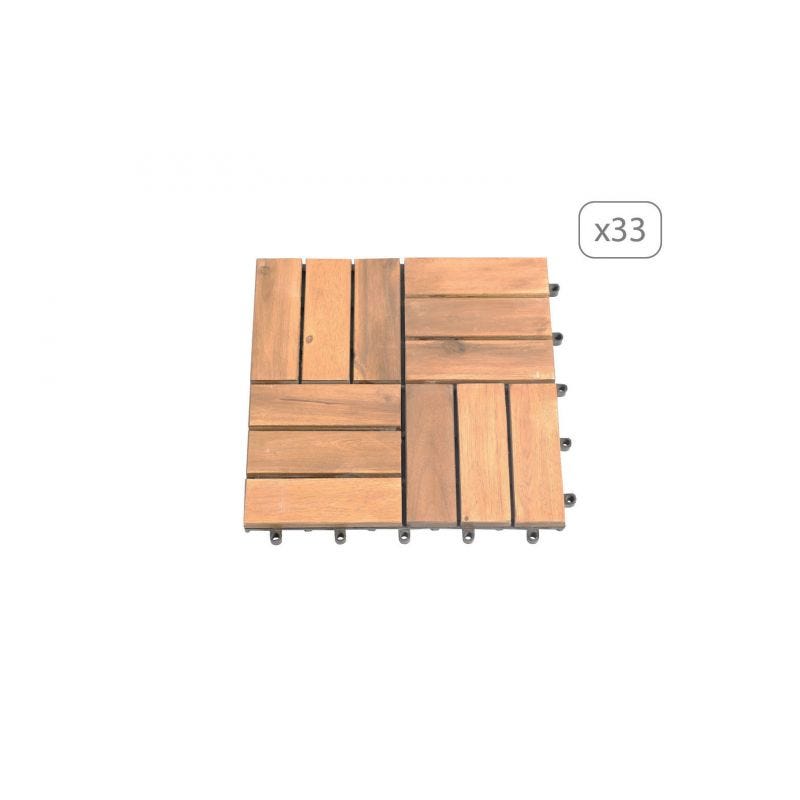 URBNLIVING Lot Dalles Terrasse Bois Acacia 30x30 Cm - Emboîtables Clip - Revêtement Extérieur Jardin Balcon Résistant Intempéries