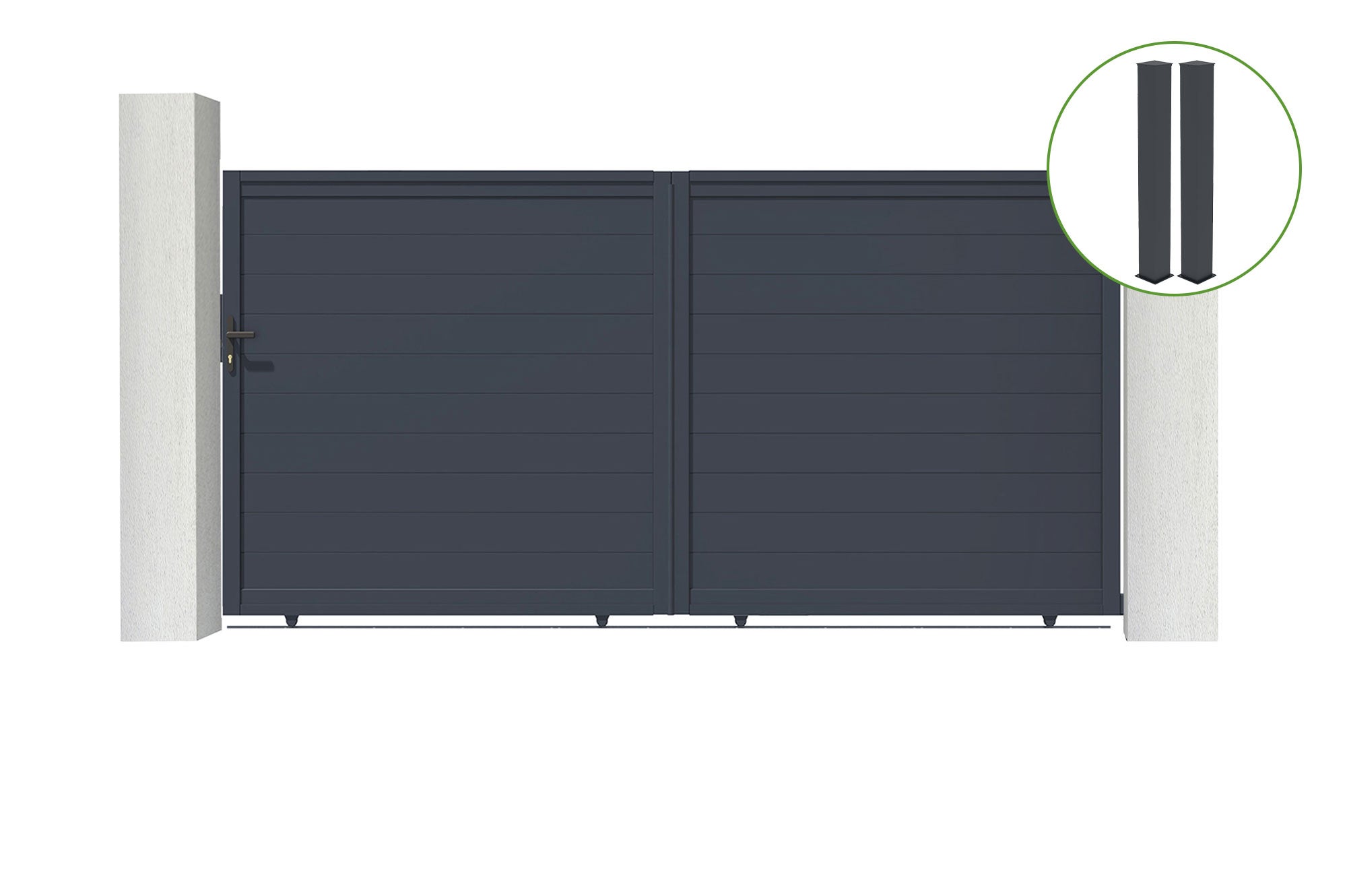 Brama przesuwna 3,5m GIONA H.180 aluminium szare + 2 słupki 20x20cm wys.190cm