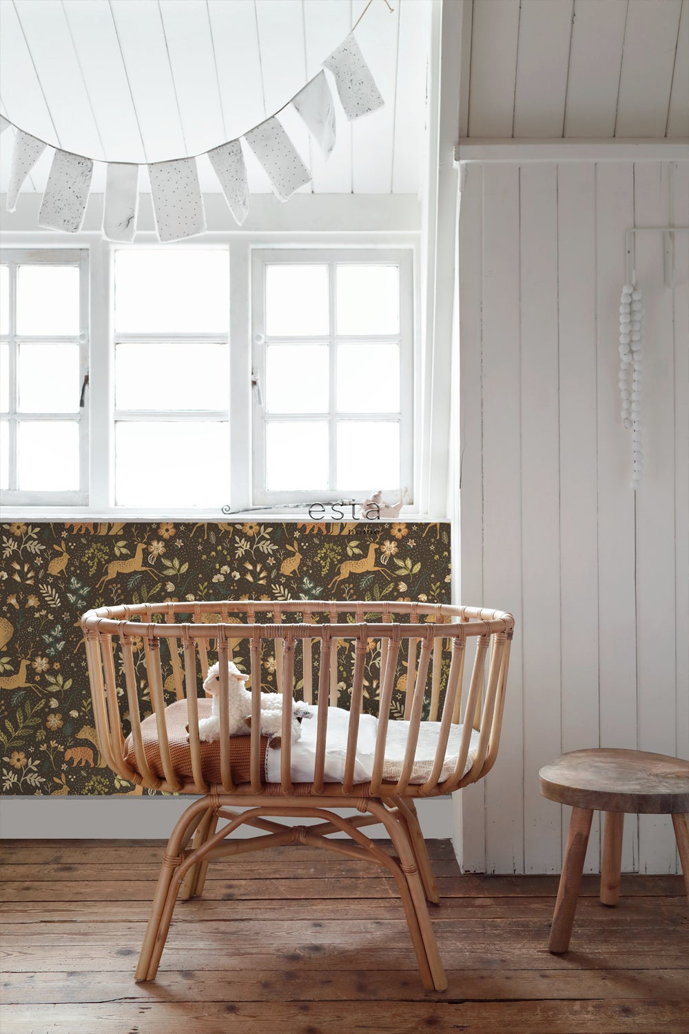 Papier peint forêt avec des animaux de la forêt marron et beige - 53 cm x 10.05 m - ESTAhome - 5