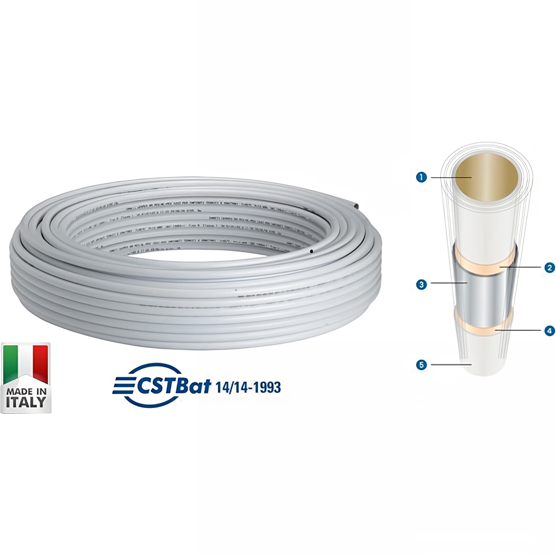 Pack 100m tube multicouche en barre de 2m diamètre 16mm tube gamme Pro EMMETI épaisseur standard 2mm - 2