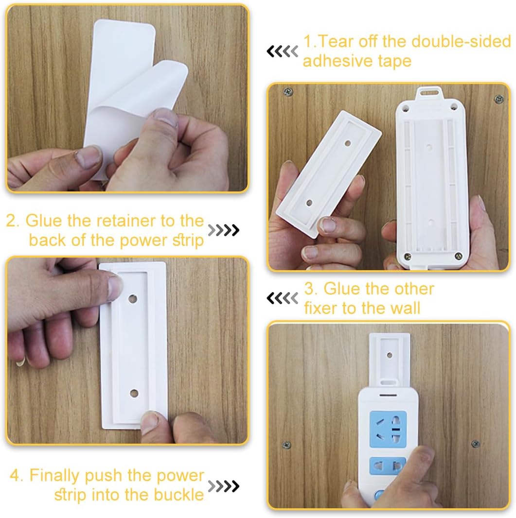 4 Pièces Support Adhésif Mural pour Multiprise Électrique Rangement Organisateur pour Prises, Routeur WiFi, Ordinateur, Boîte à Mouchoirs, Cuisine - 4