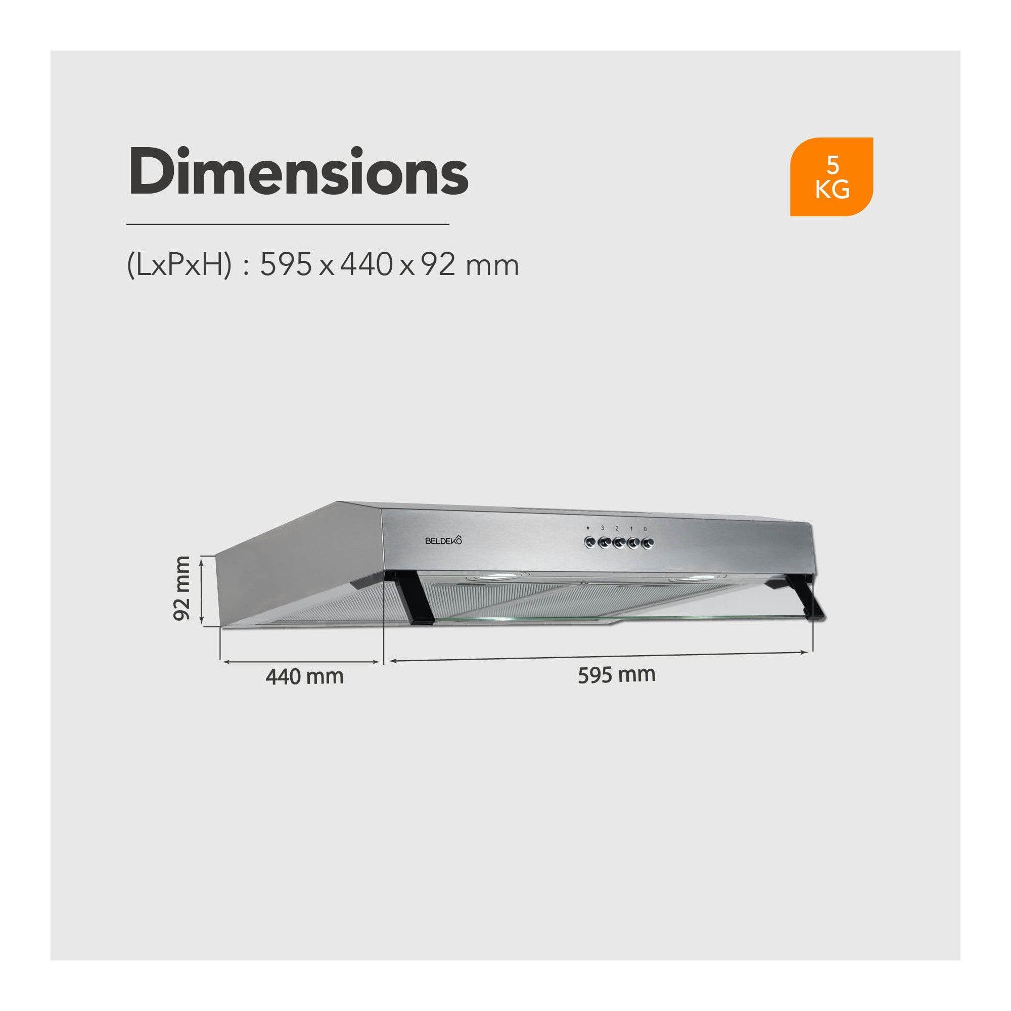 BELDEKO Hotte Casquette 60 cm Inox 210 m3/h 100W - Marque Française - 6