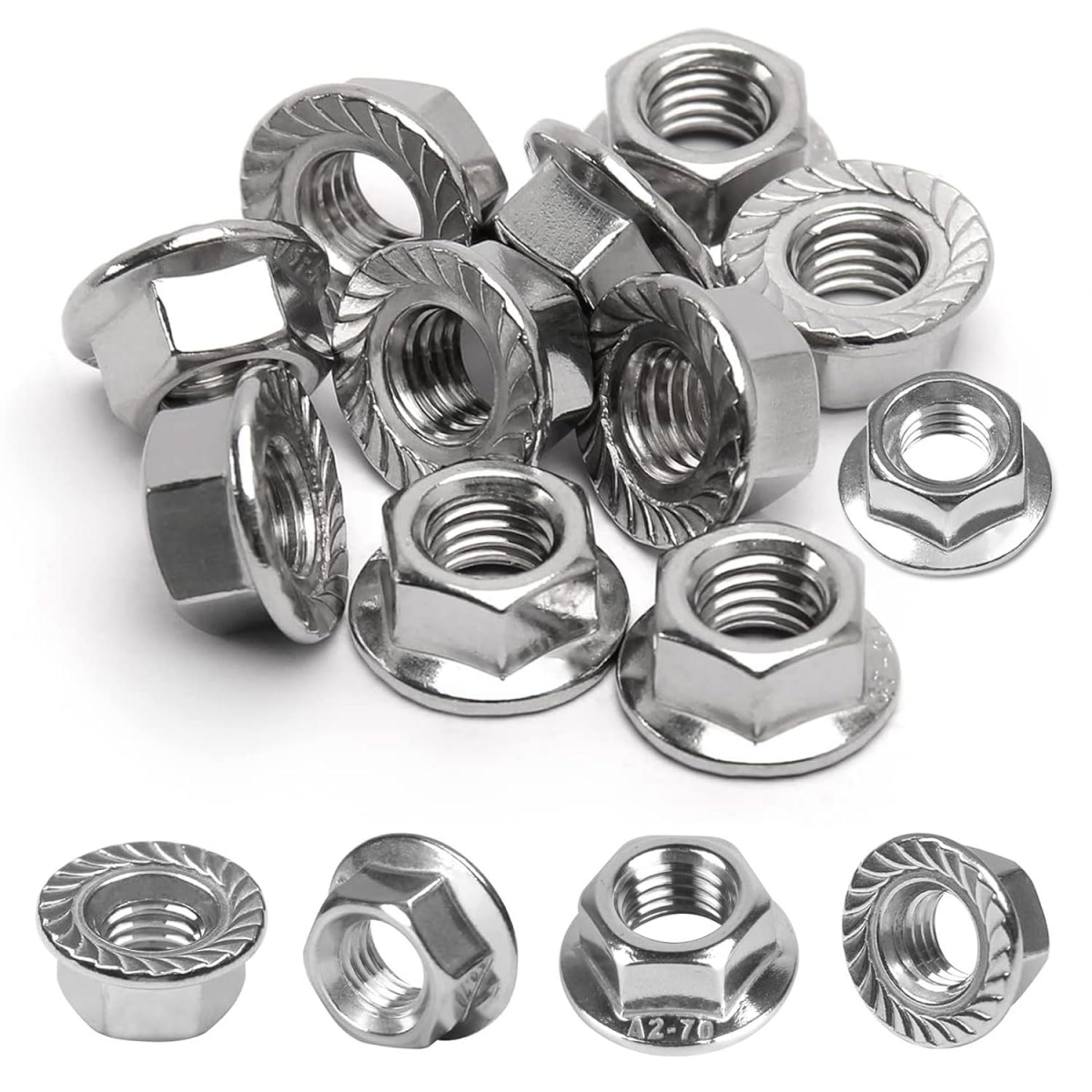 50 PcsÉcrous à Bride M6, Écrou de Blocage Hexagonal avec Dentelée ...