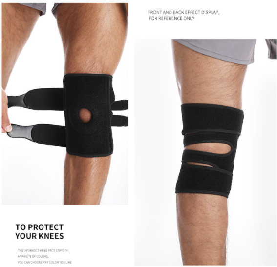Ginocchiere A Compressione Con Doppia Cinghia E Inserti In Silicone 3D – Per Sport, Artrite, Tendinite, Supporto Rotula, Taglia Unica Regolabile (rosa/grigio) - 3