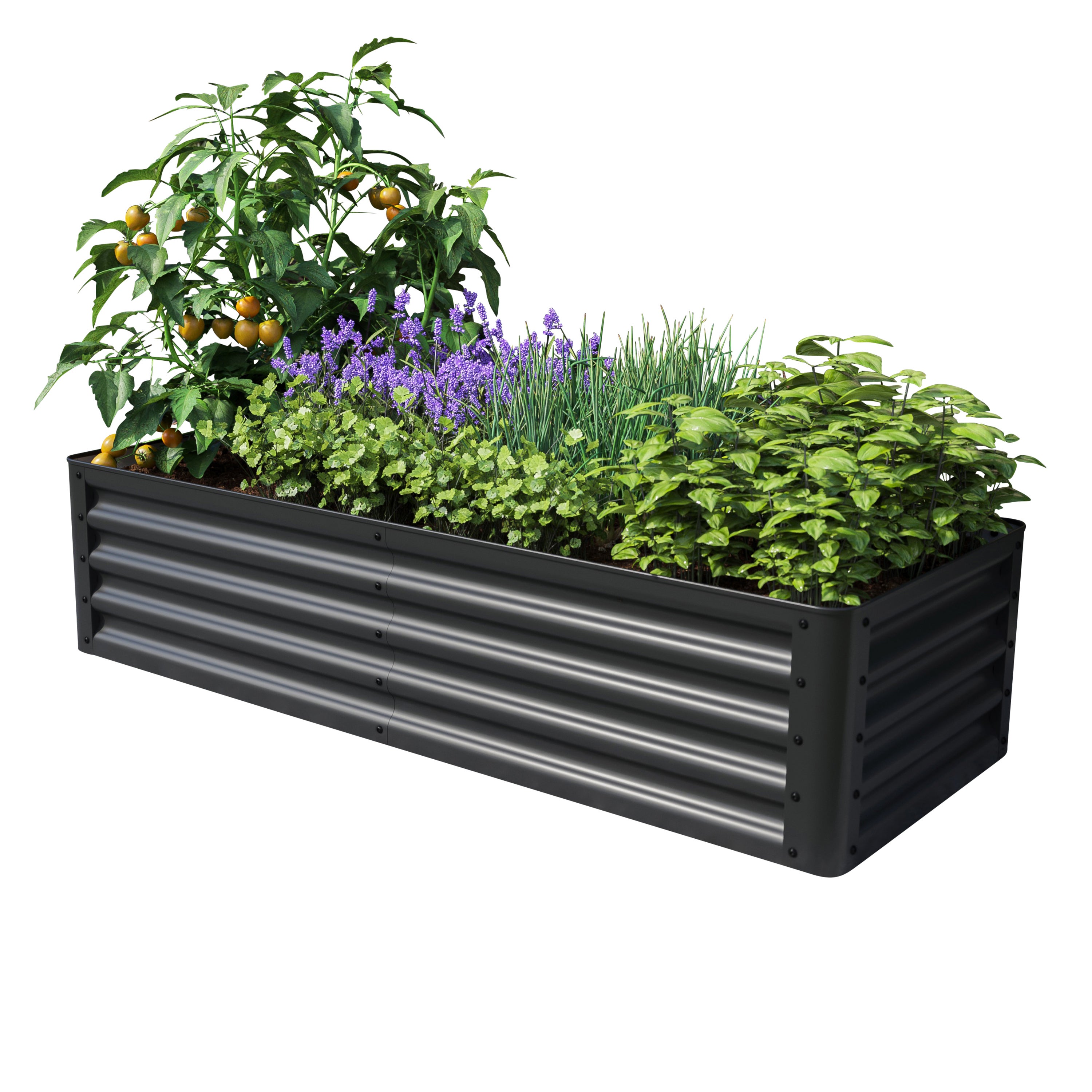 150 x 60 x 35 cm Grzadka podwyzszona, stal, antracyt