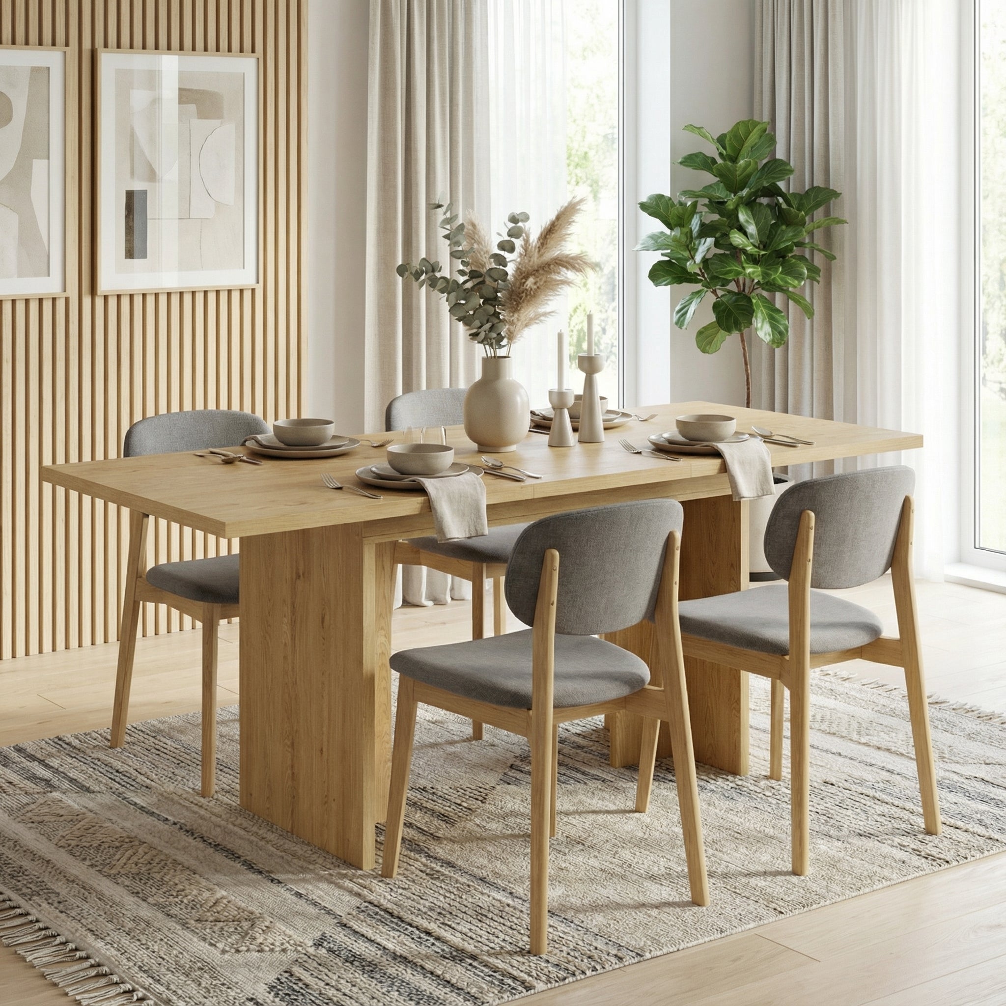 URBAN MEUBLE Mesa comedor extensible 140-180x80 cm MDF efecto