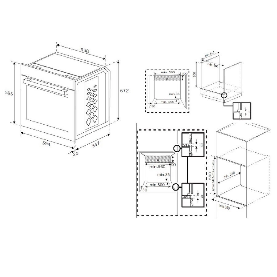 Fours encastrables Multifonction 72L BEKO 2500W 59.4cm, BBIM12300XCE - 6