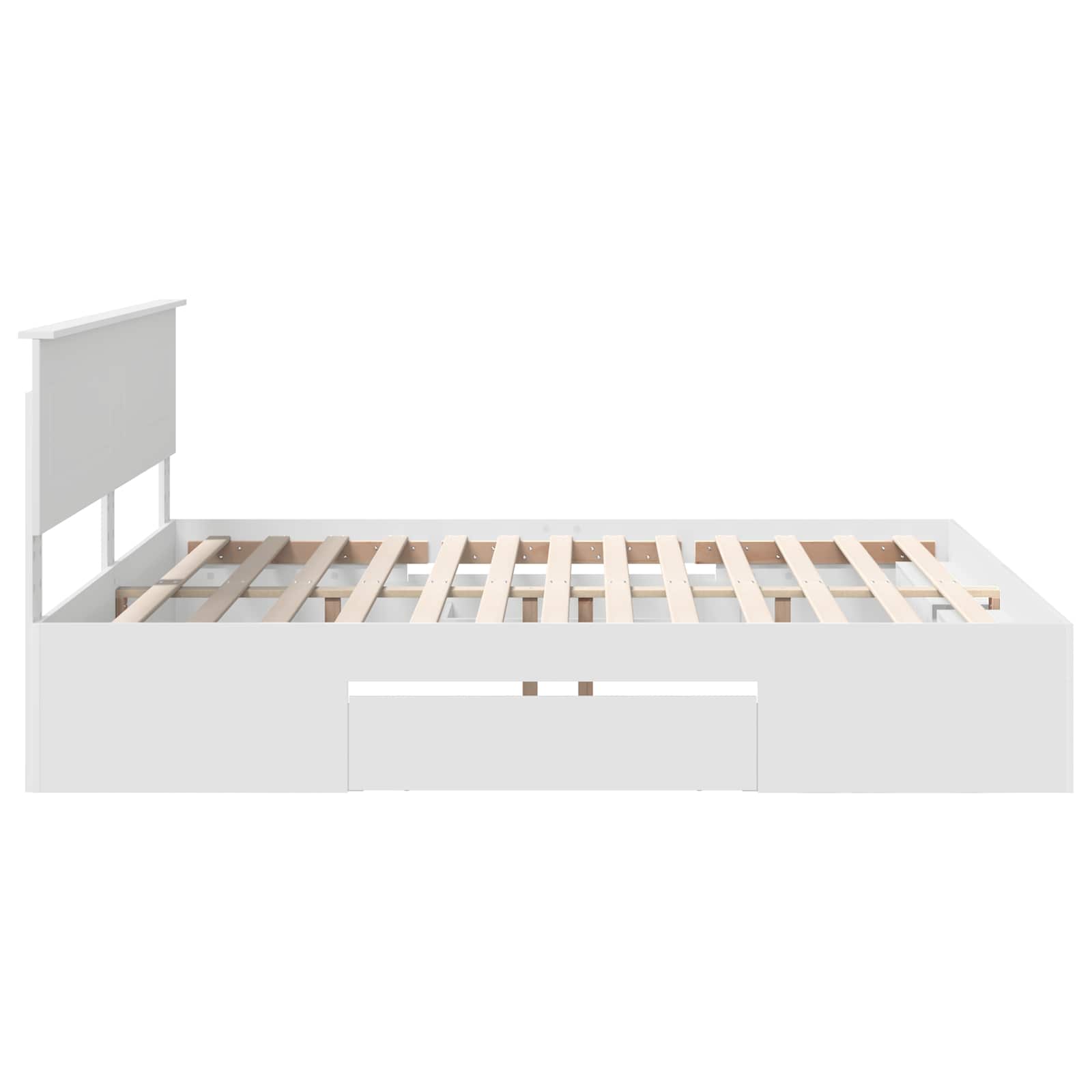 Cadre de lit blanc en panneau de bois pour la chambre, 180 × 200 cm - 9