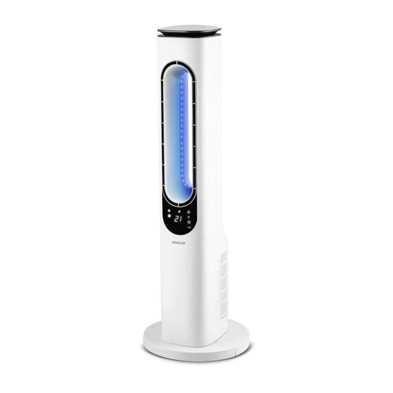 Ventilateur tour sans pales - Style moderne - Ultra silencieux - Portable - Pour chambre à coucher, chambre de bébé, salon, bureau (blanc