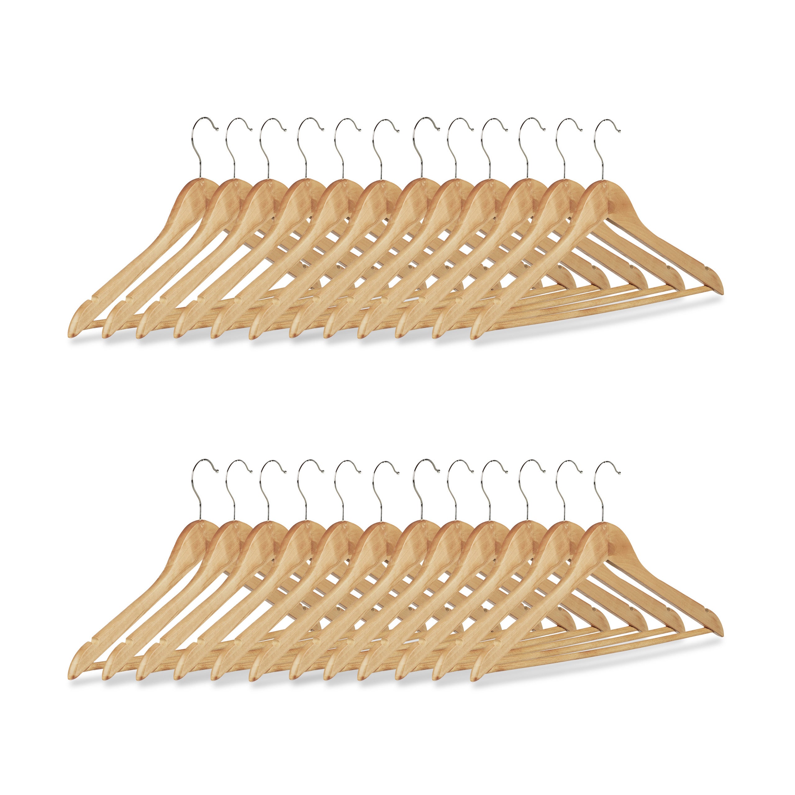 Set 10 grucce in legno per camicie abito antiscivolo gancio in gomma tacca 360 natura naturale
