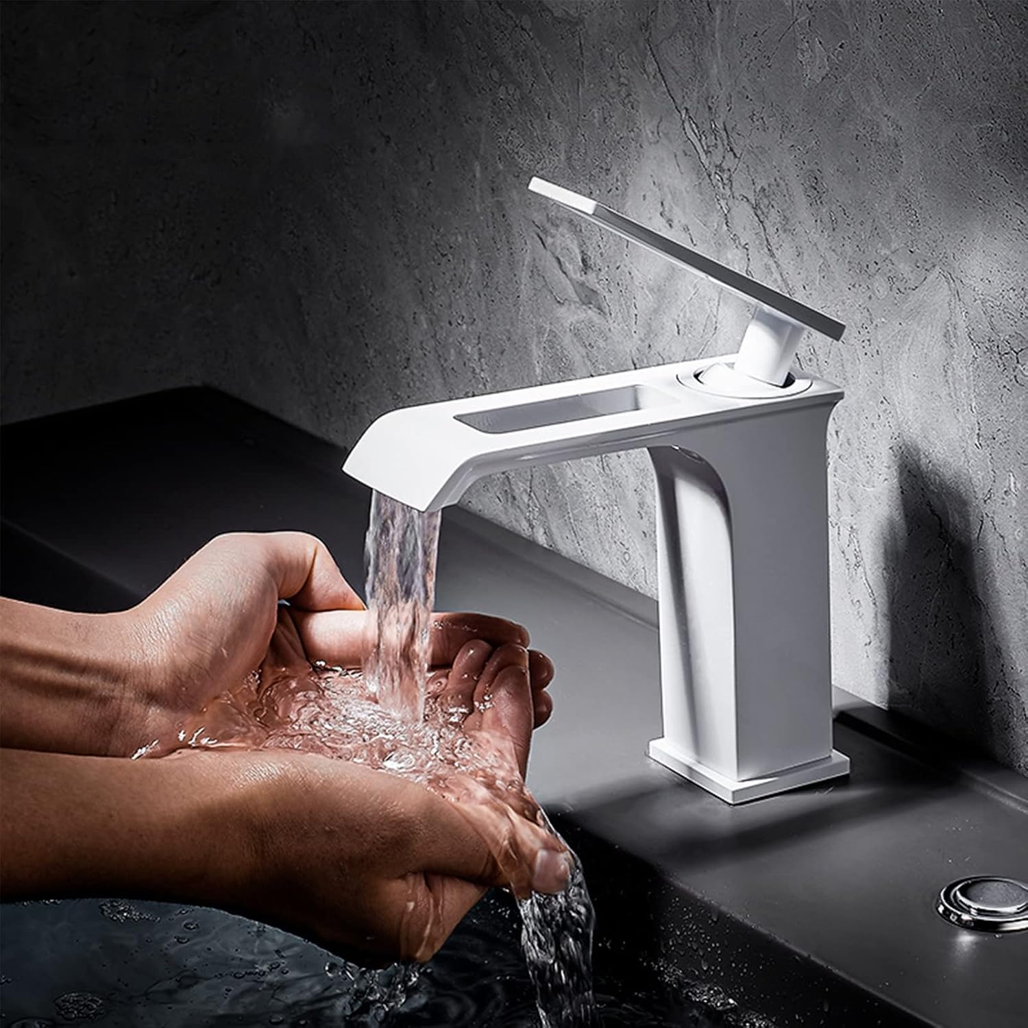 Rubinetto singolo bianco per acqua calda e fredda, in fusione di ottone, adatto per lavabo, mobiletto del bagno,rubinetto per lavabo sottopiano - 7