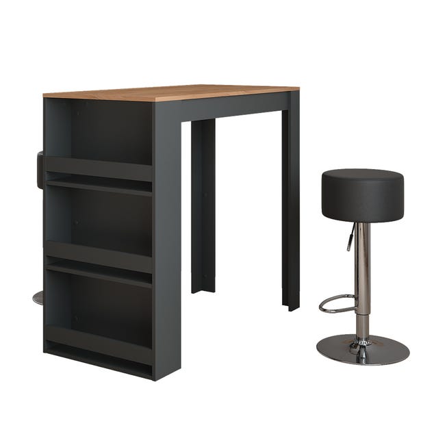 Vicco tavolo bar con sgabelli Repose, Quercia dorata/antracite, 57 x ...