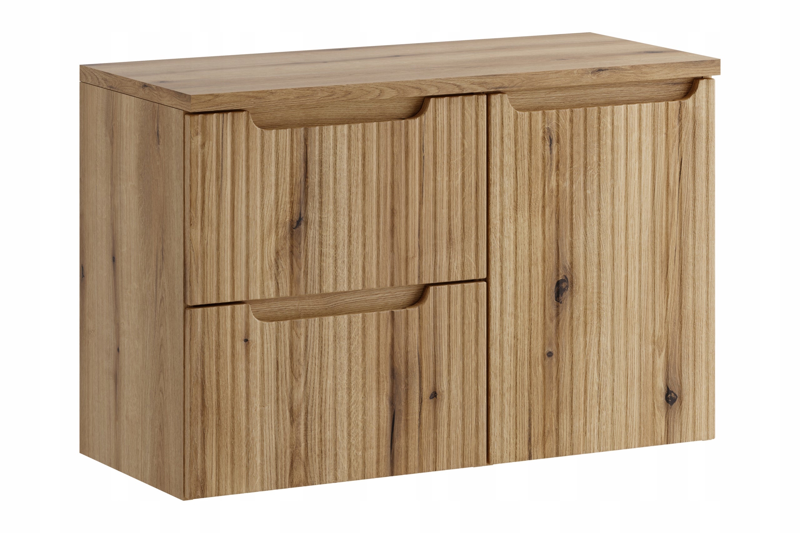 Mobile sottolavabo da bagno sospeso NOVA rovere coast evoke 90 cm con cesto portabiancheria e top - 3