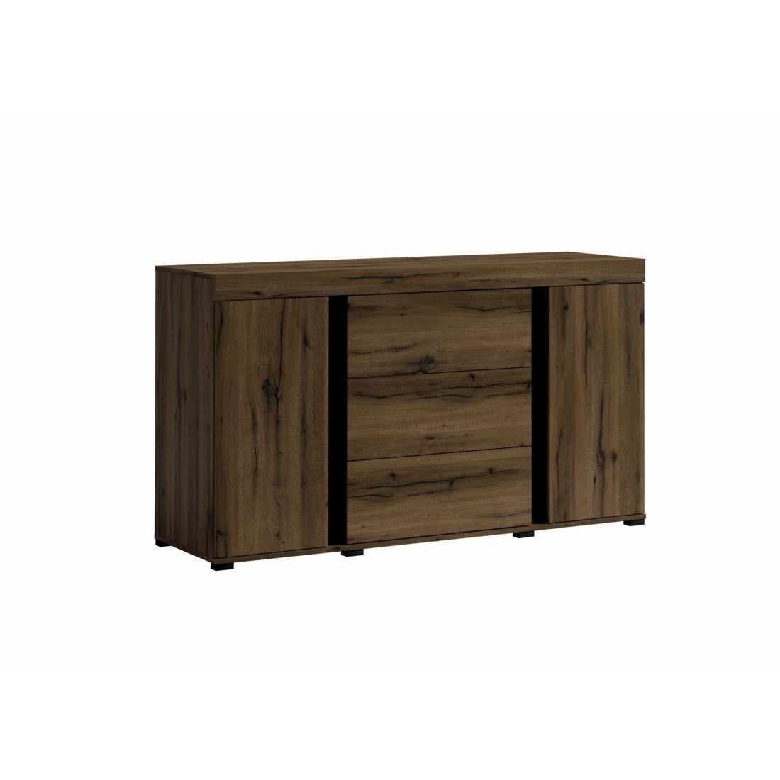 Petit buffet 160 cm - chêne noble et noir - Collection MERLIN | Leroy ...