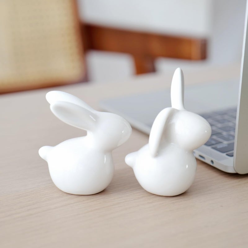 Décorations d'intérieur, Statuette de lapin en céramique, Mini lapin blanc en céramique, style E, Décoration de Pâques - 2