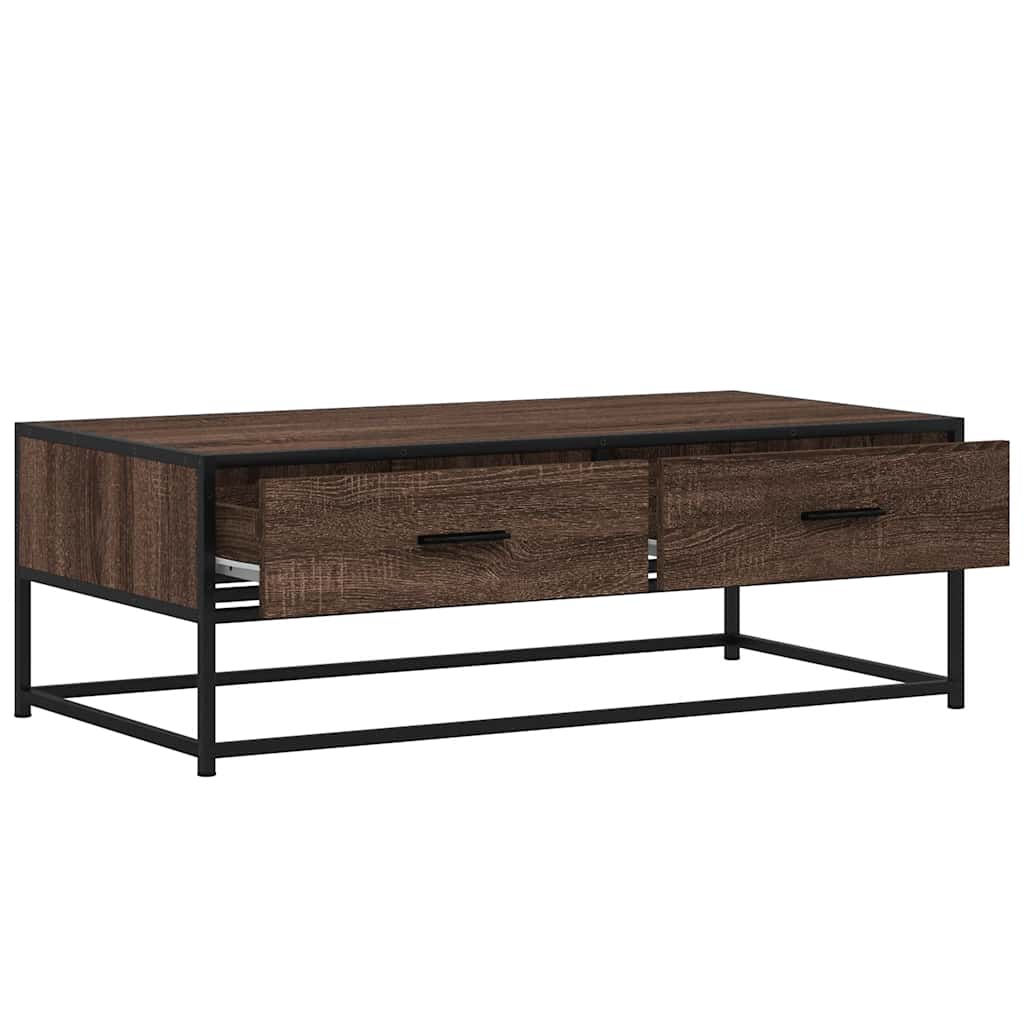 Table basse chêne marron 100x50x35cm bois d'ingénierie et métal - 8