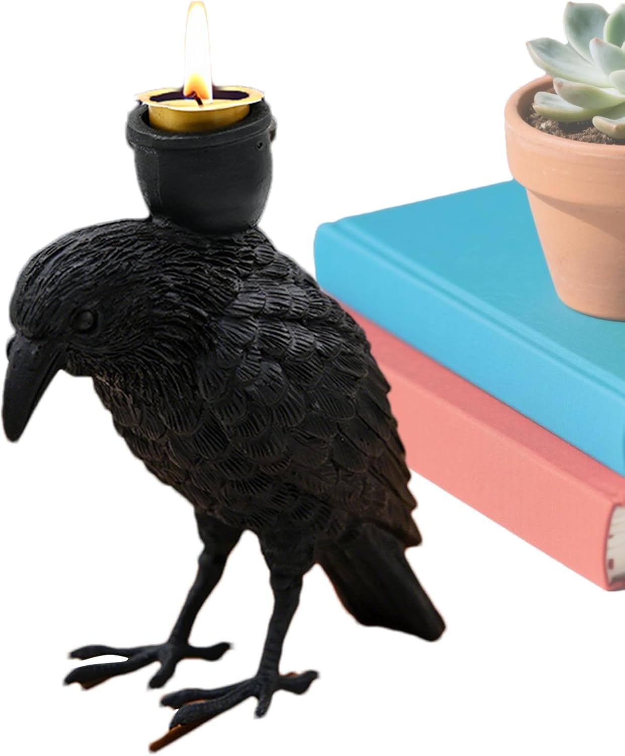 Świecznik gotycki, Świecznik Statua Kruka - Upiorna dekoracja na Halloween na balkon, do mieszkania, na przyjęcie, do jadalni, na stół