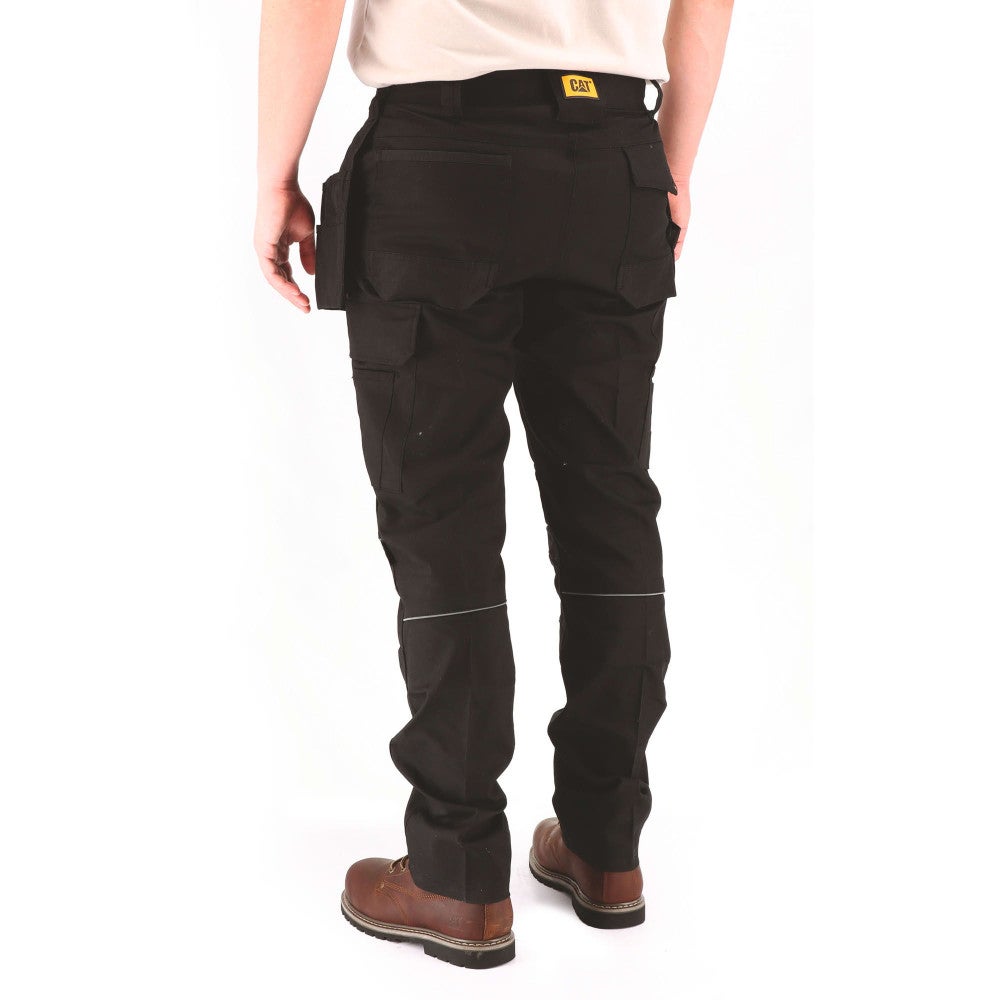 Pantalon de travail avec poches genouillères stretch imperméable Caterpillar TRADE HOLISTER Noir 44 - 4