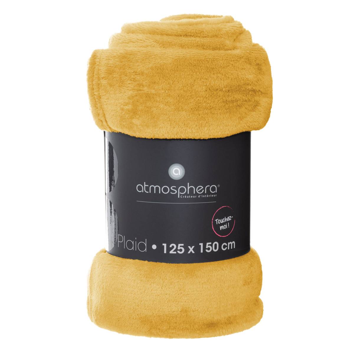Plaid - flanelle - jaune ocre - 125x150 cm - Atmosphera créateur d'intérieur - 3