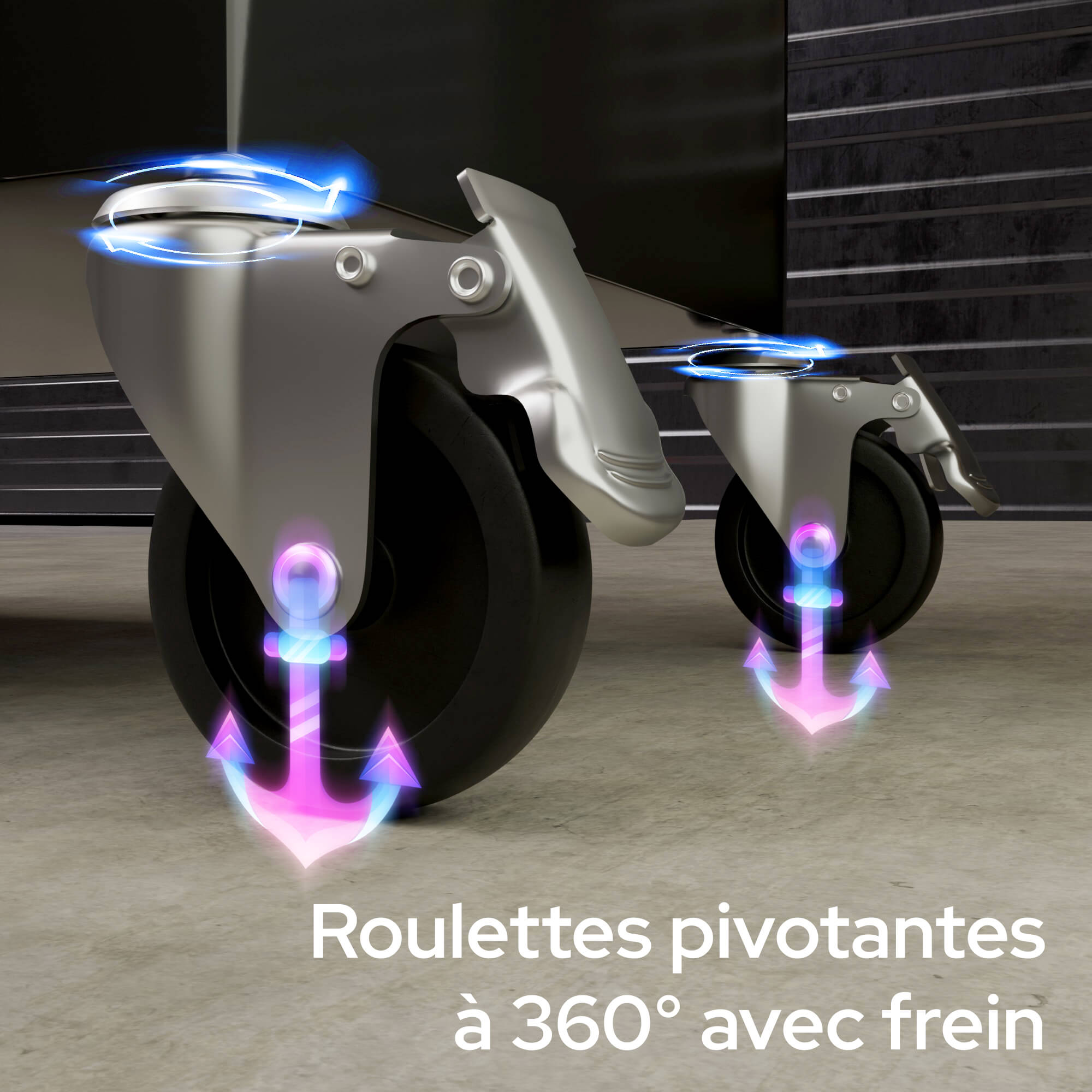 AREBOS Chariot d'Atelier Chariot à Outils 4 Tiroirs + Grand Compartiment Noir 4 roulettes Tapis antidérapants Construction Robuste - 4