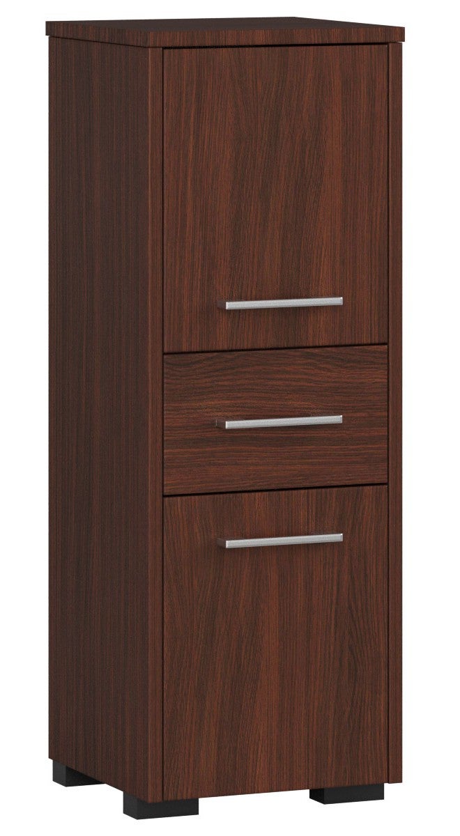 Wolnostojąca szafka łazienkowa: 1 szuflada, 2 drzwi, 3 półki, wenge, szer.: 30 cm, wys.: 85 cm, gł.: 30 cm.