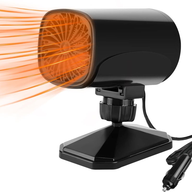 Ogrzewacz samochodowy, 12 V 150 W, 2 w 1, odmrażanie i odparowywanie, ogrzewacz samochodowy z wtyczką do zapalniczki, czarny