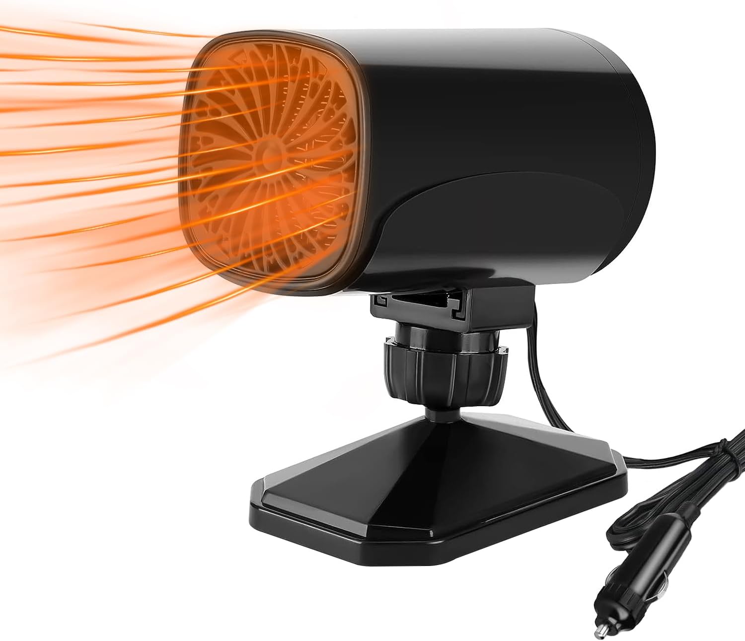 Ogrzewacz samochodowy, 12 V 150 W, 2 w 1, odmrażanie i odparowywanie, ogrzewacz samochodowy z wtyczką do zapalniczki, czarny