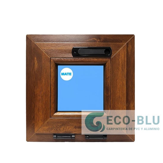 Fenêtre PVC 400x400 Chêne Doré Oscillo-battante Verre Mat poignée cachée