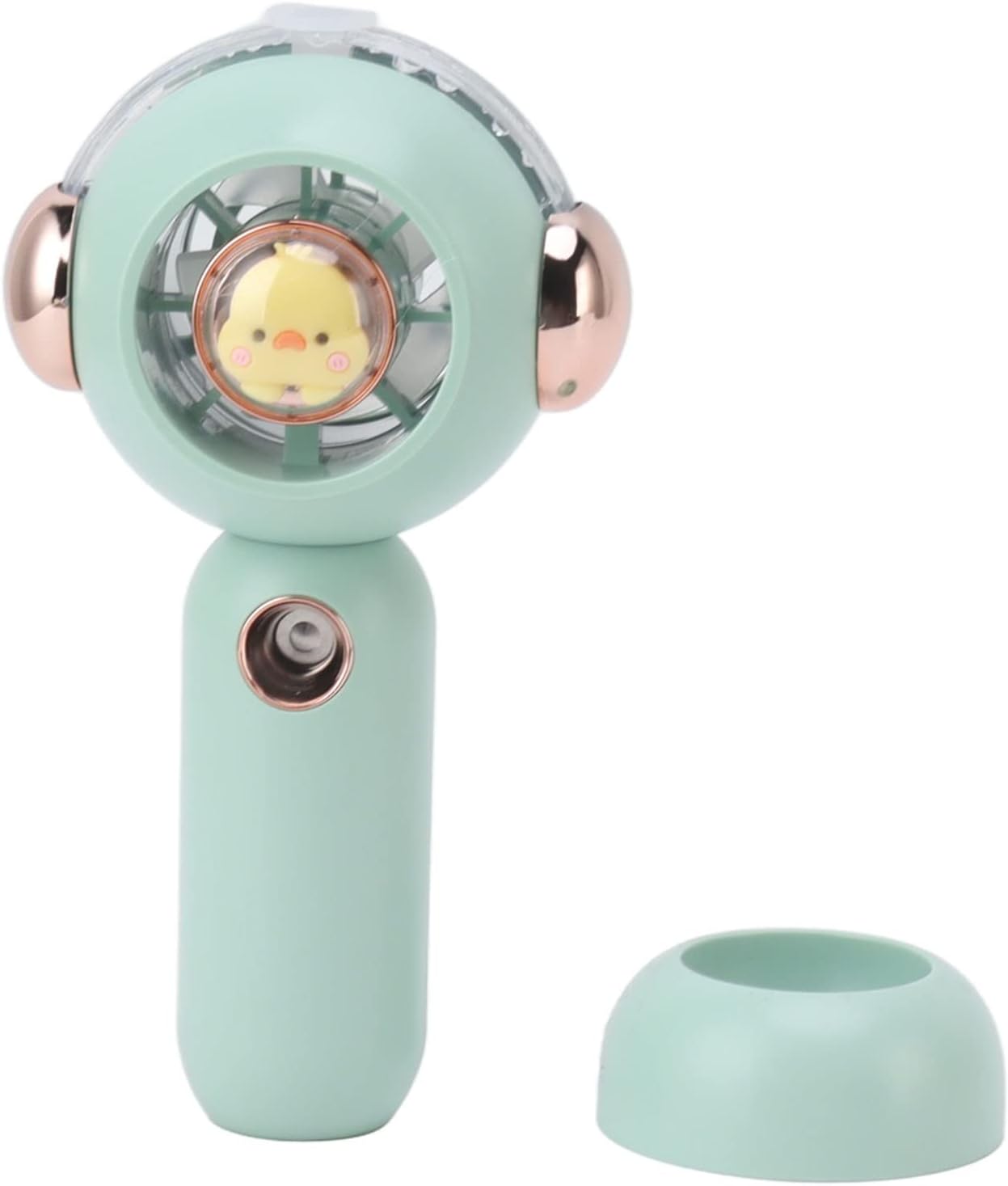 Mini przenośny wentylator, osobisty spray, urocza kreskówka, ładowany przez USB, odpowiedni do użytku wewnątrz i na zewnątrz (zielony)