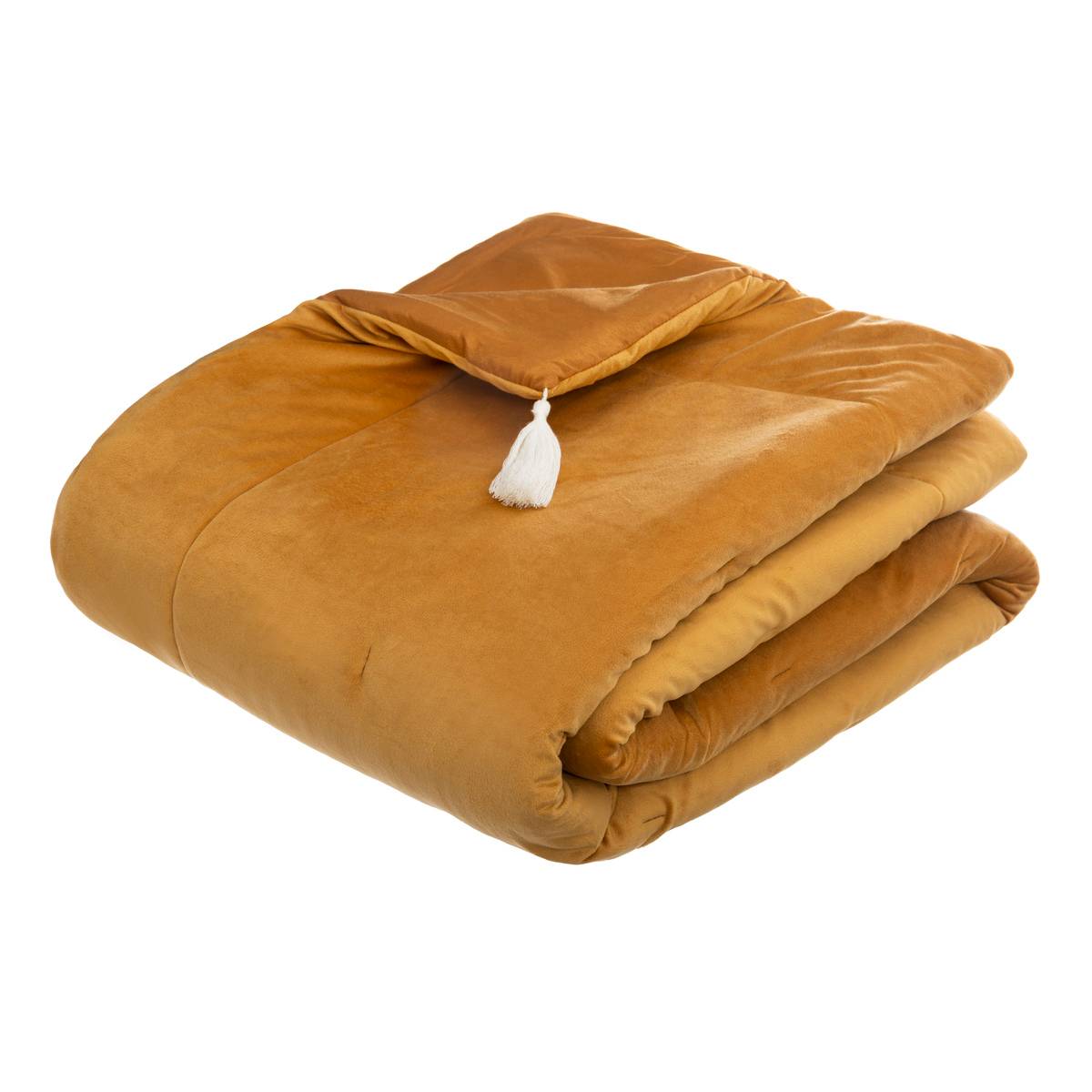 Pouf SEIS En Velours Jaune Moutarde - H30 Cm - Déco Cosy Et Confortable