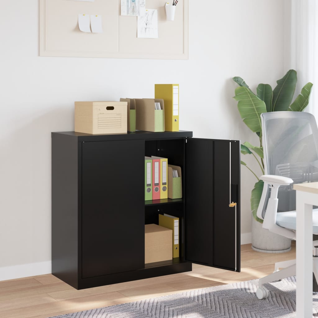 Classeur / Armoire De Bureau En Métal Noir – Hauteur 126 Cm, Largeur 40 Cm, Profondeur 40 Cm