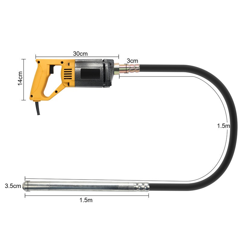 vibrateur de béton 5000 U/min vibration bouteille bouteille 1.5m vibrateur main vibrateur compacteur de béton 1000W - 2