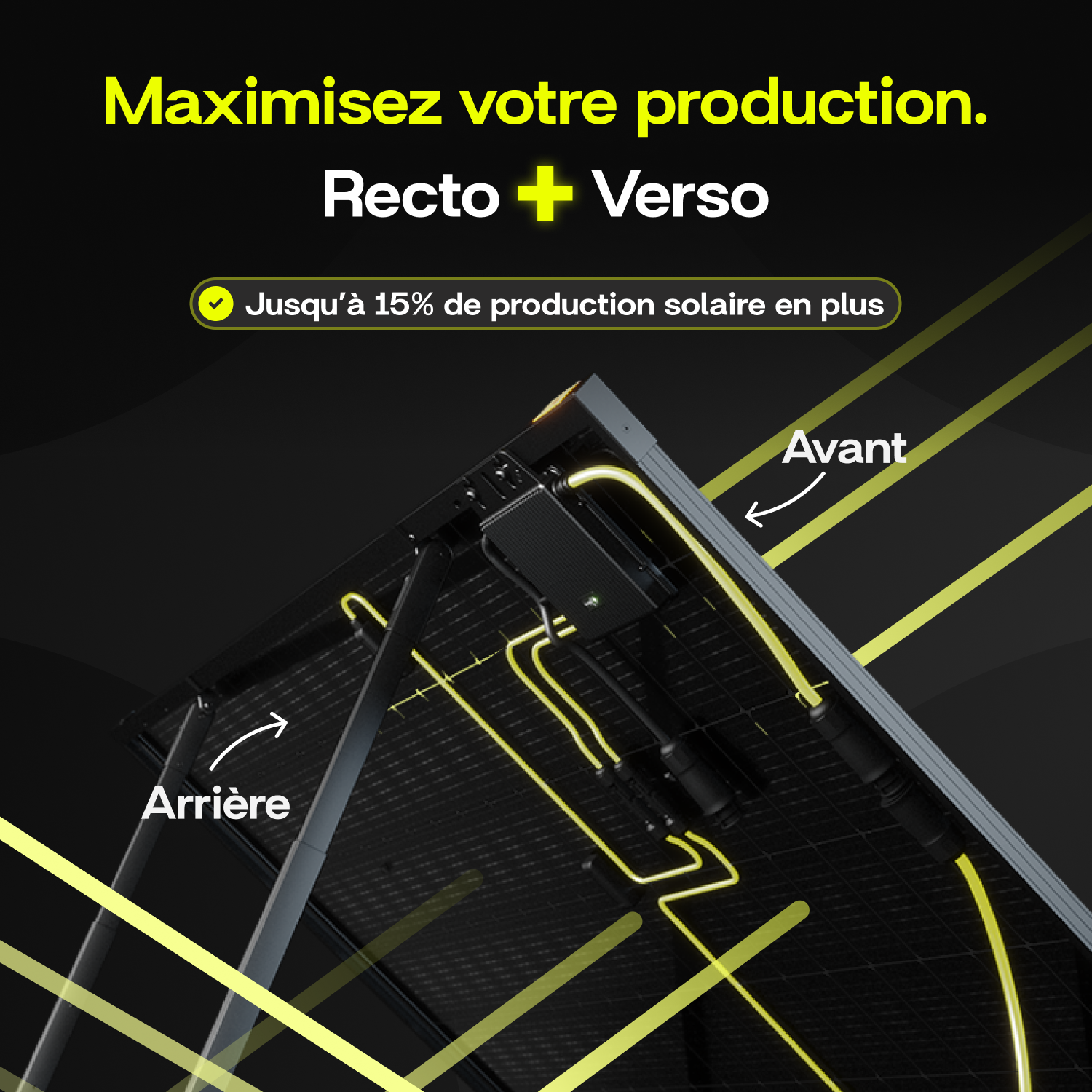 Sunology PLAY2 - Kit 4 panneaux solaires complet 1840W bifacial – 4 Stations solaire livrées totalement assemblées – Installation au sol ou au mur - 3