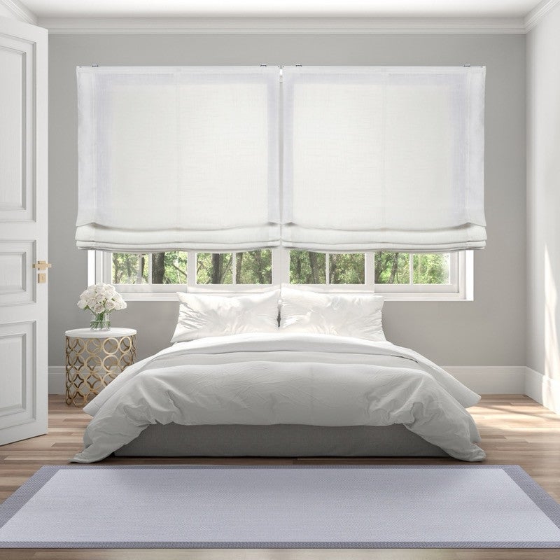 Estor paqueto, estores plegables con cadeneta para ventanas y puertas, estores dormitorio, salon, linum textura lisa blanco 120x175