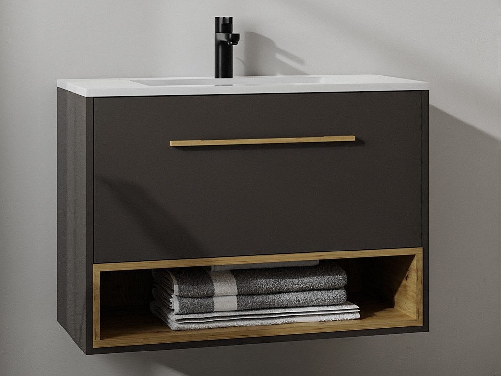 Szafka łazienkowa wisząca pod umywalkę w kolorze antracytowym – 120 cm - YANGRA