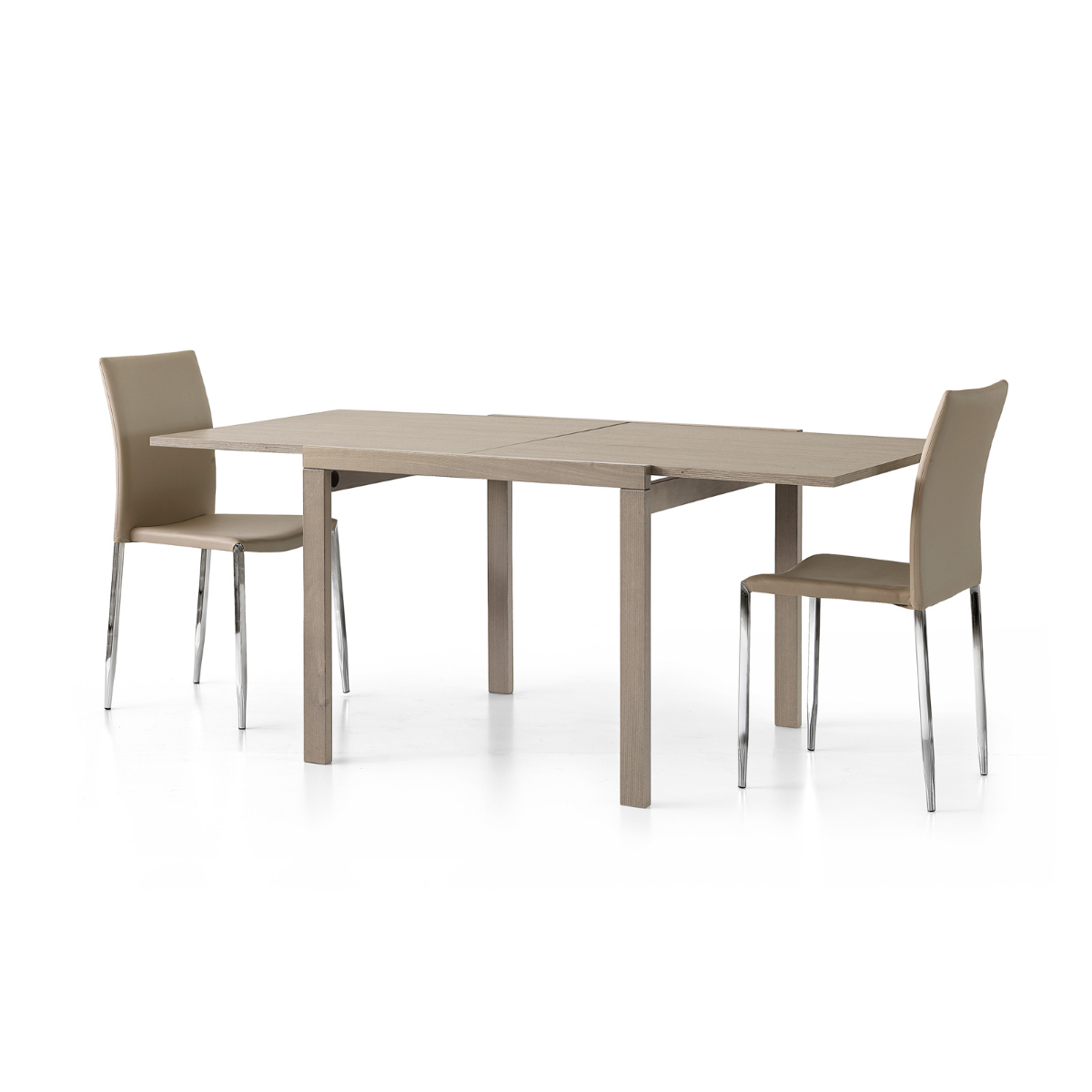 Tavolo Quadrato Allungabile BAKAJI 90x90 Cm - Apertura A Libro Per 4-8 Persone, Colore Tortora