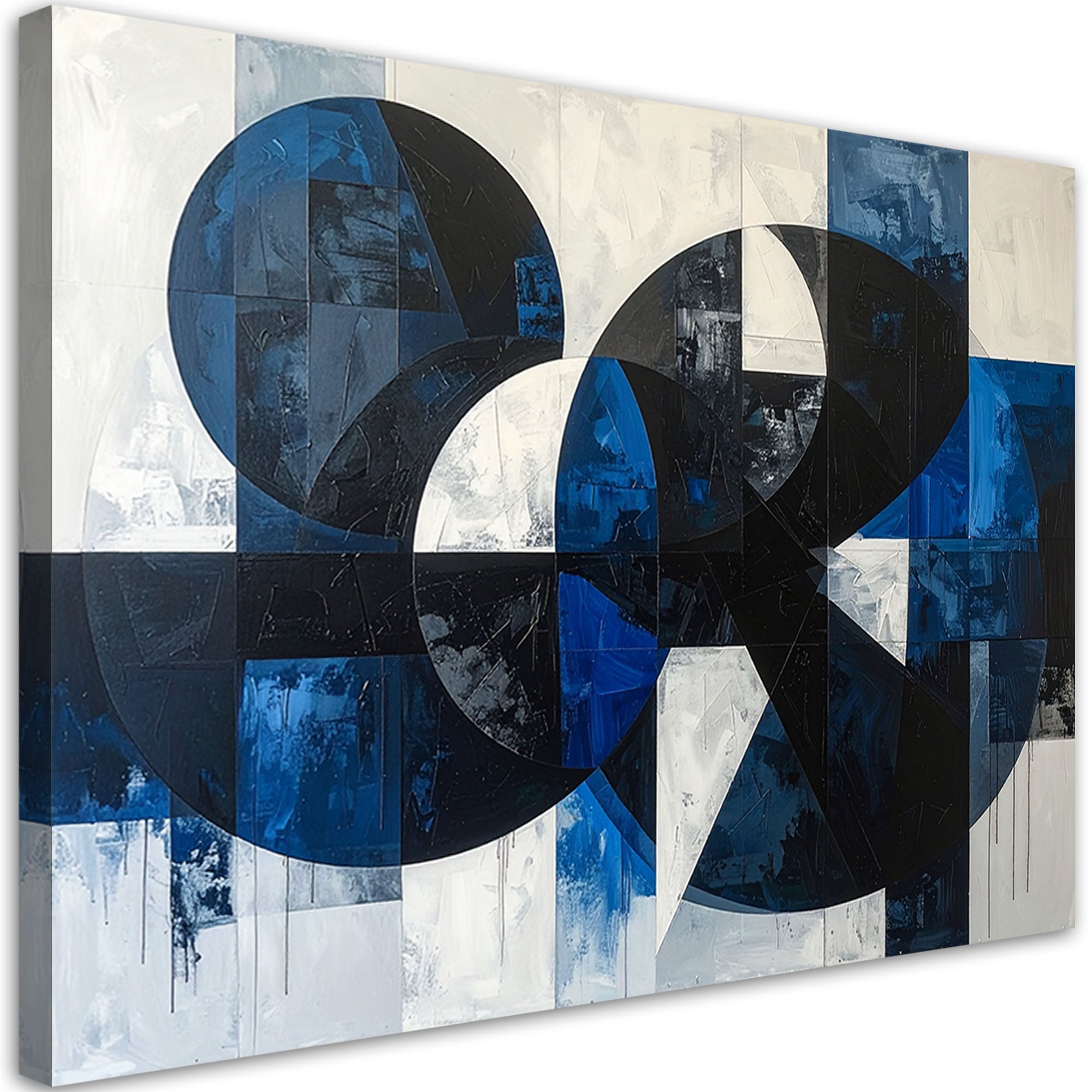 Obraz do salonu sypialni biura, Abstrakcja kształty geometryczne niebieski 90x60