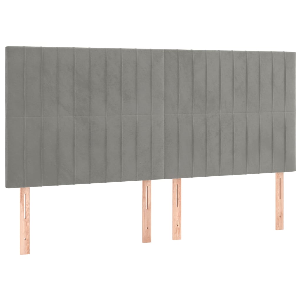 Cadre de lit sans matelas en velours gris clair pour la chambre, 200 × 200 cm - 8