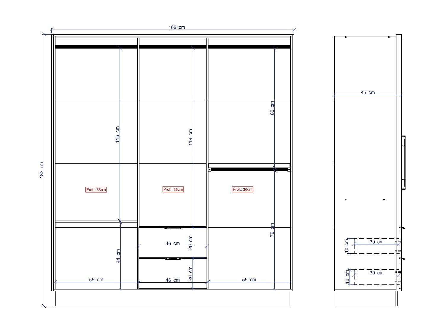 Armoire 6 portes et 2 tiroirs - L162 cm - Coloris : Beige et naturel - FEOVA - 5
